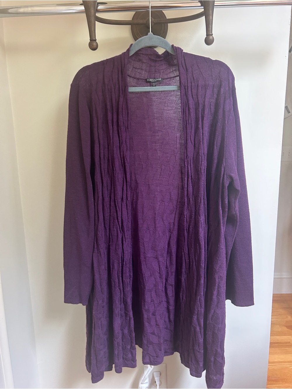 Eileen Fisher Deep Purple Open-Front Cardigan